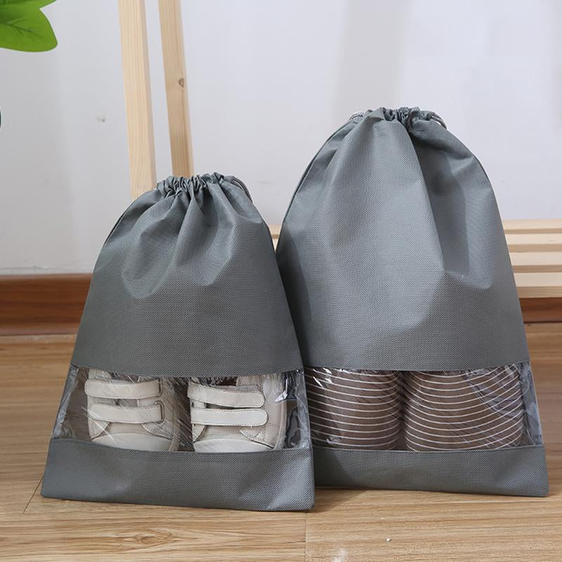 Visland 5Pcs Shoe Bags for Travel, Non-Woven Drawstring Shoe Storage Bag, Portable Home Shoes Organizers, Men and Women Size Dustproof & Waterproof Sports Shoe Bags for Packing