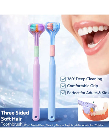 3 Sided Toothbrush with Replaceable Heads