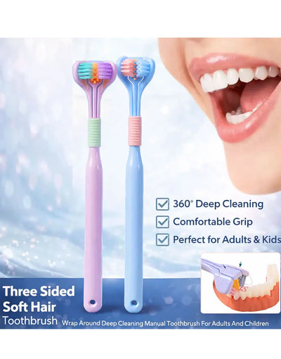 3 Sided Toothbrush with Replaceable Heads