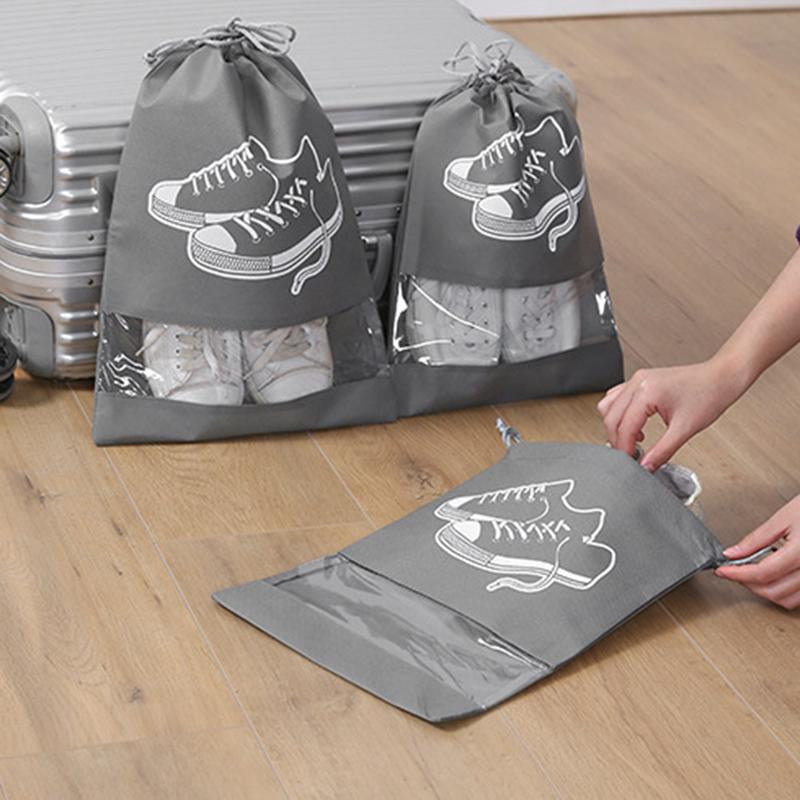 Visland 5Pcs Shoe Bags for Travel, Non-Woven Drawstring Shoe Storage Bag, Portable Home Shoes Organizers, Men and Women Size Dustproof & Waterproof Sports Shoe Bags for Packing