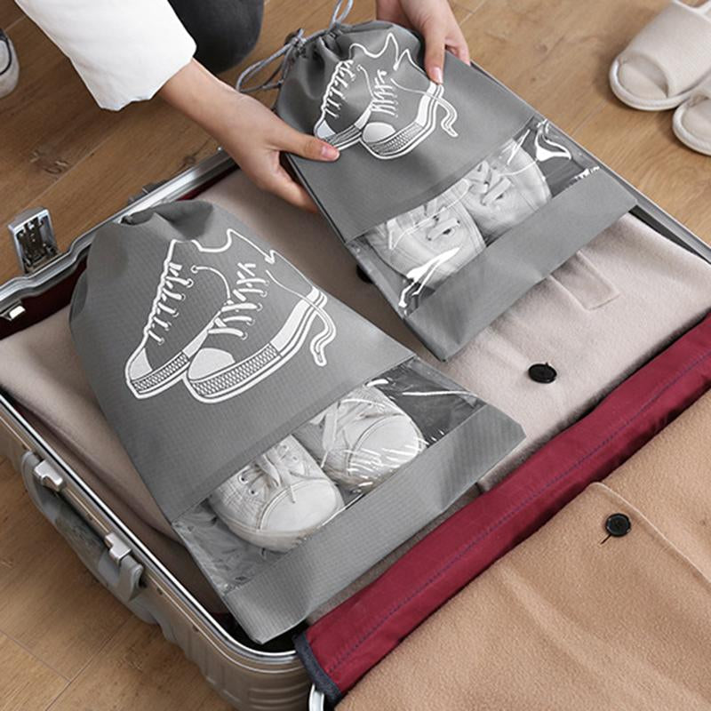 Visland 5Pcs Shoe Bags for Travel, Non-Woven Drawstring Shoe Storage Bag, Portable Home Shoes Organizers, Men and Women Size Dustproof & Waterproof Sports Shoe Bags for Packing