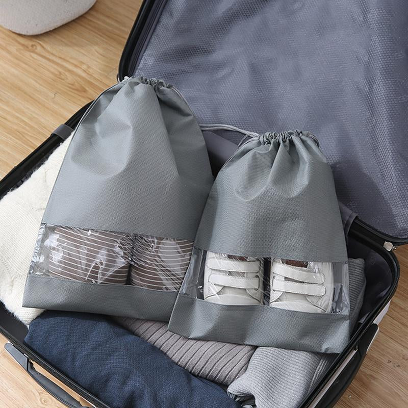 Visland 5Pcs Shoe Bags for Travel, Non-Woven Drawstring Shoe Storage Bag, Portable Home Shoes Organizers, Men and Women Size Dustproof & Waterproof Sports Shoe Bags for Packing