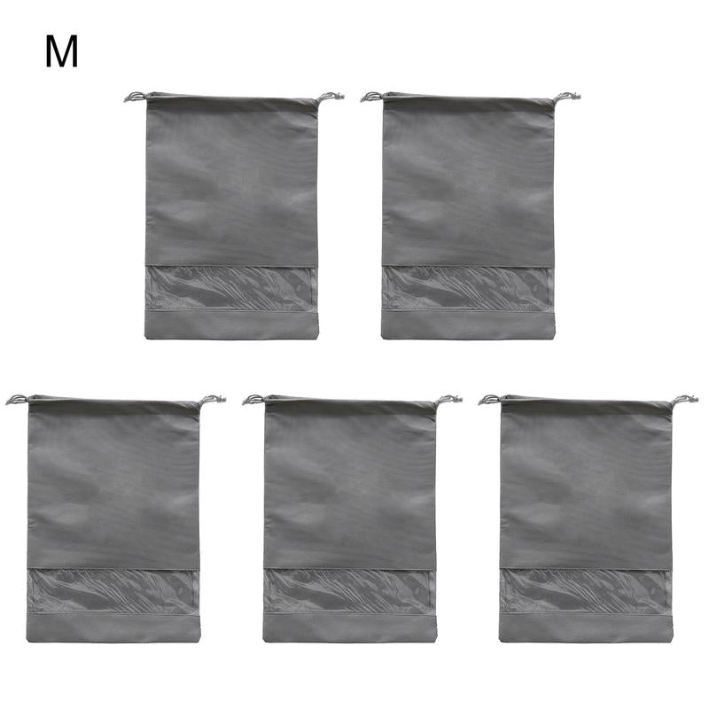 Visland 5Pcs Shoe Bags for Travel, Non-Woven Drawstring Shoe Storage Bag, Portable Home Shoes Organizers, Men and Women Size Dustproof & Waterproof Sports Shoe Bags for Packing