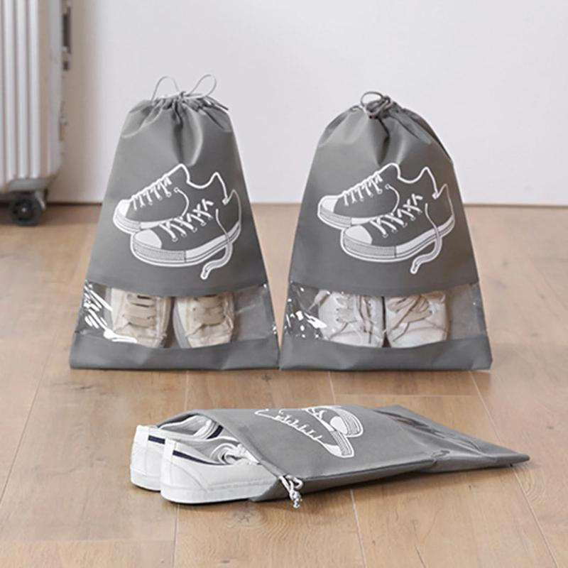 Visland 5Pcs Shoe Bags for Travel, Non-Woven Drawstring Shoe Storage Bag, Portable Home Shoes Organizers, Men and Women Size Dustproof & Waterproof Sports Shoe Bags for Packing