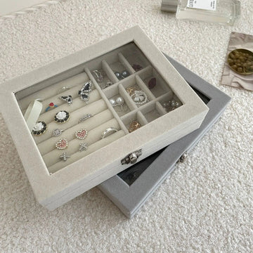 Velvet Glass Jewellery Box ( Random Colors )
