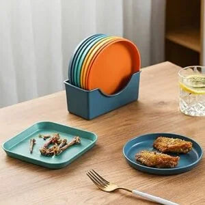 ini 10 Pcs Plastic Plates with Stand – Durable & Convenient