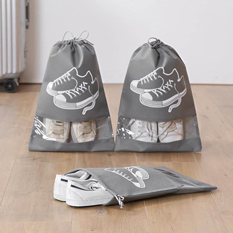 Visland 5Pcs Shoe Bags for Travel, Non-Woven Drawstring Shoe Storage Bag, Portable Home Shoes Organizers, Men and Women Size Dustproof & Waterproof Sports Shoe Bags for Packing