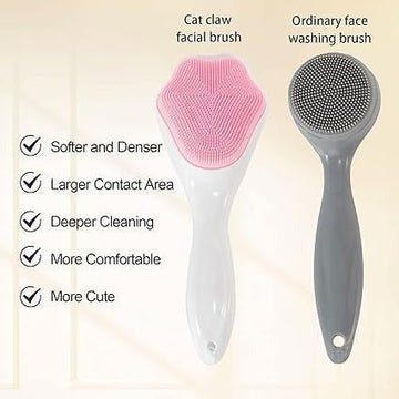 2 PCs Silicone Face Scrubber Exfoliating Brush, Manual Handheld Massager
